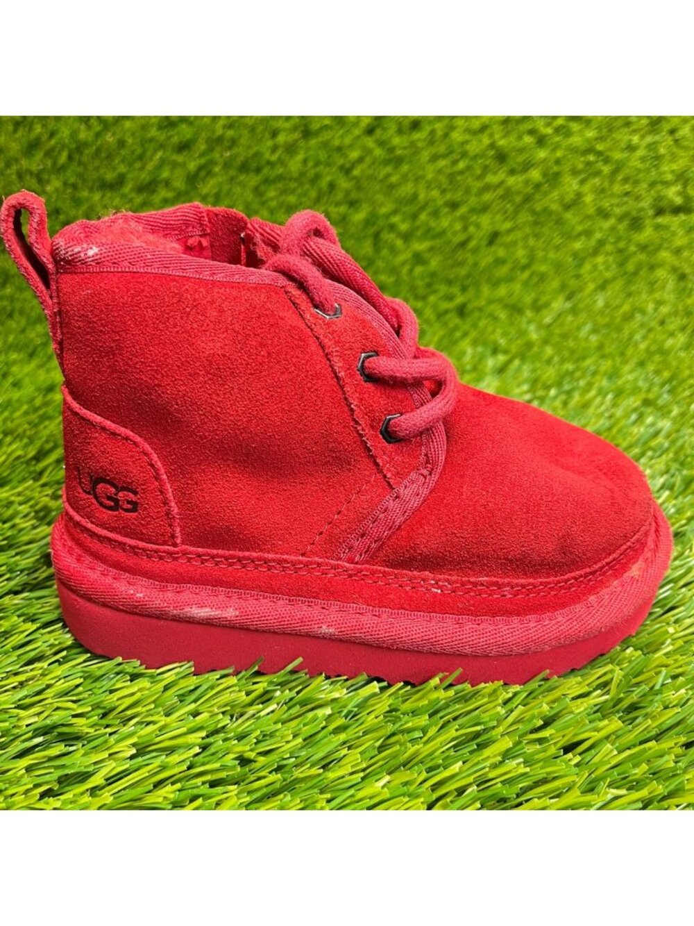 UGG Neumel Toddler Size 7C Deep Red Casual Suede Ankle‎ Chukka Boots Shoes